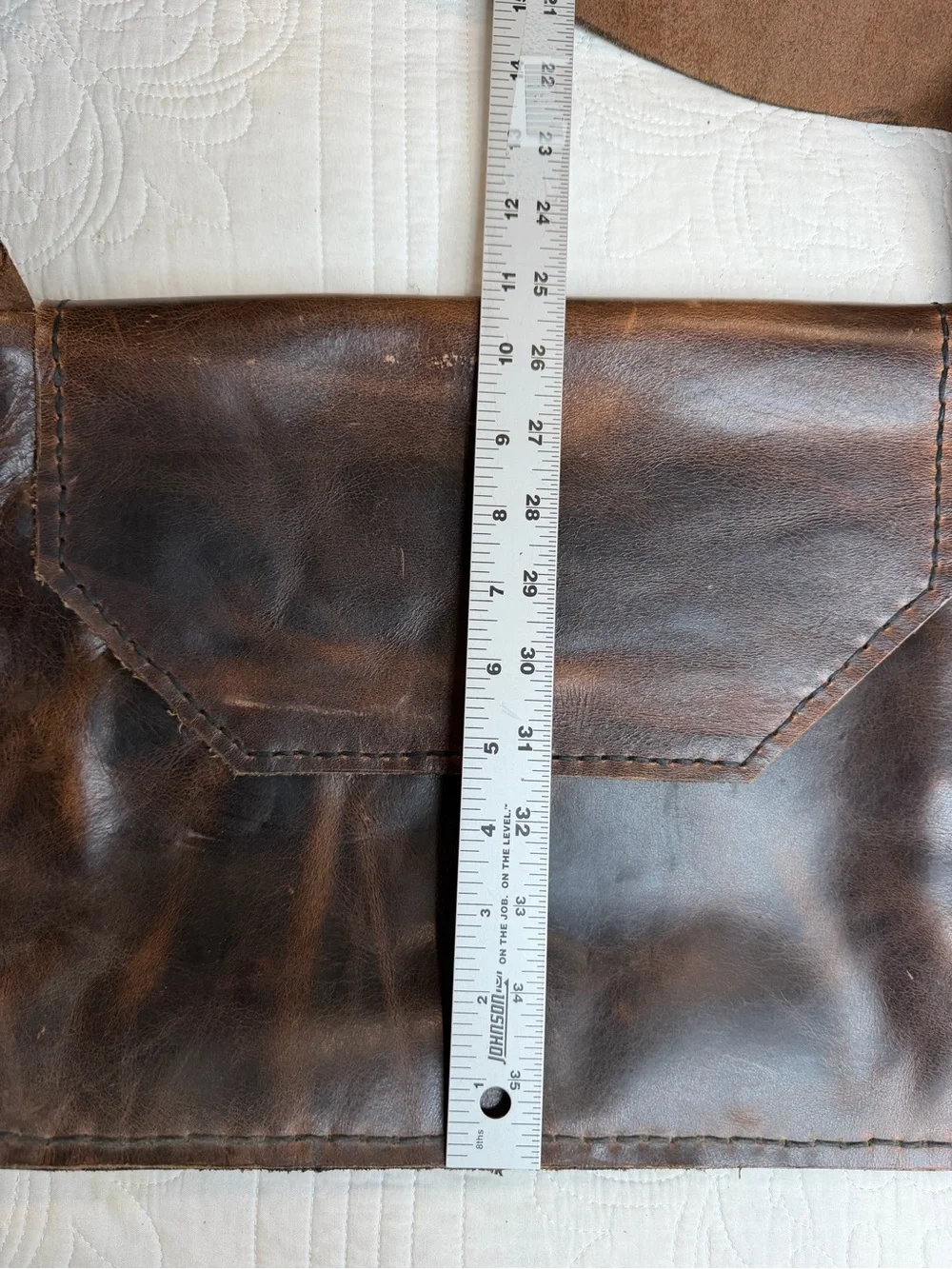 Vintage Brown Leather Messenger Bag Purse 11x15x4” Envelope Style classic